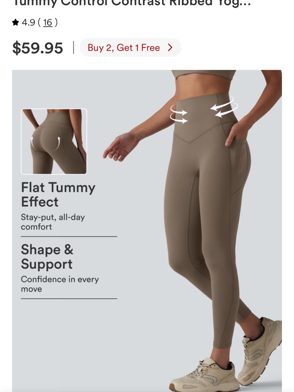 NWT Halara - High-Waist Active 7/8 Leggings in Taupe